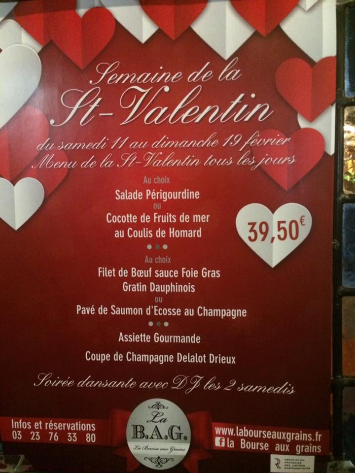 Restaurant Soissons : Saint Valentin 2017