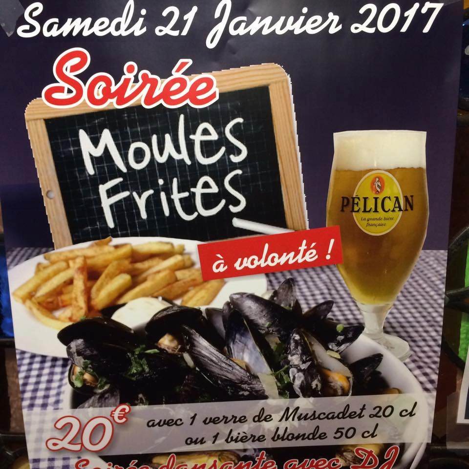 Restaurant Soissons : Soirée Moules Frites 21 janvier 2017