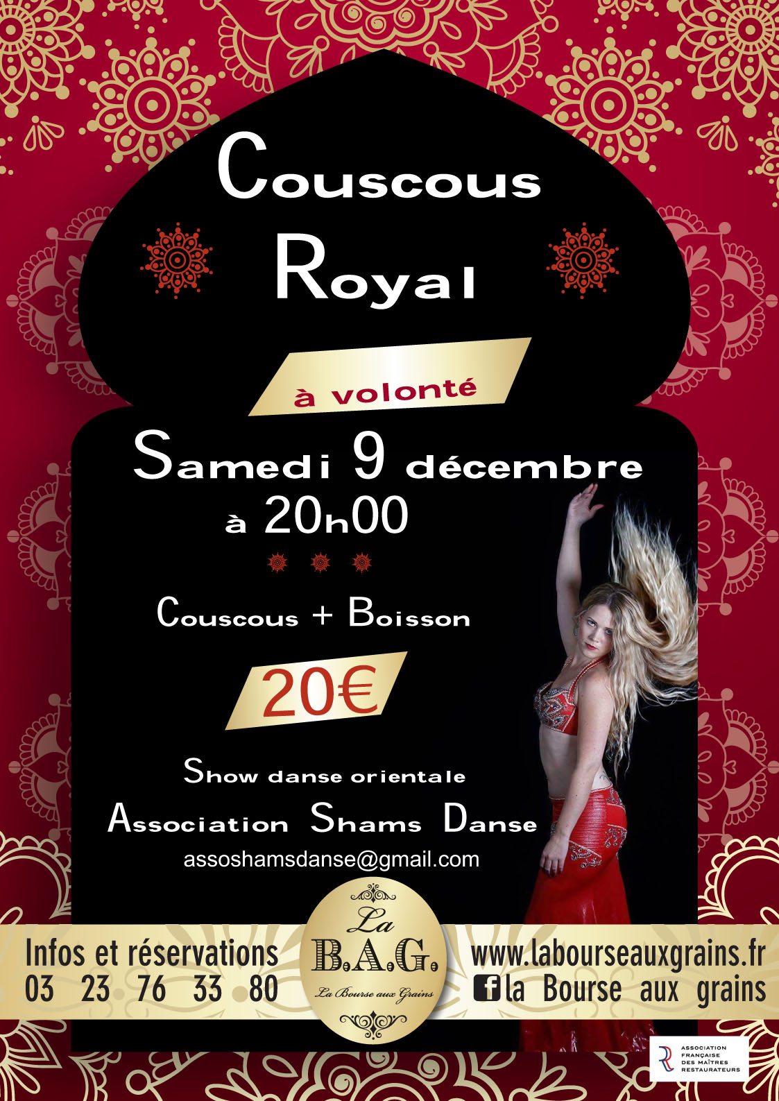 Restaurant Soissons : Soirée Couscous Royal 9 décembre 2017